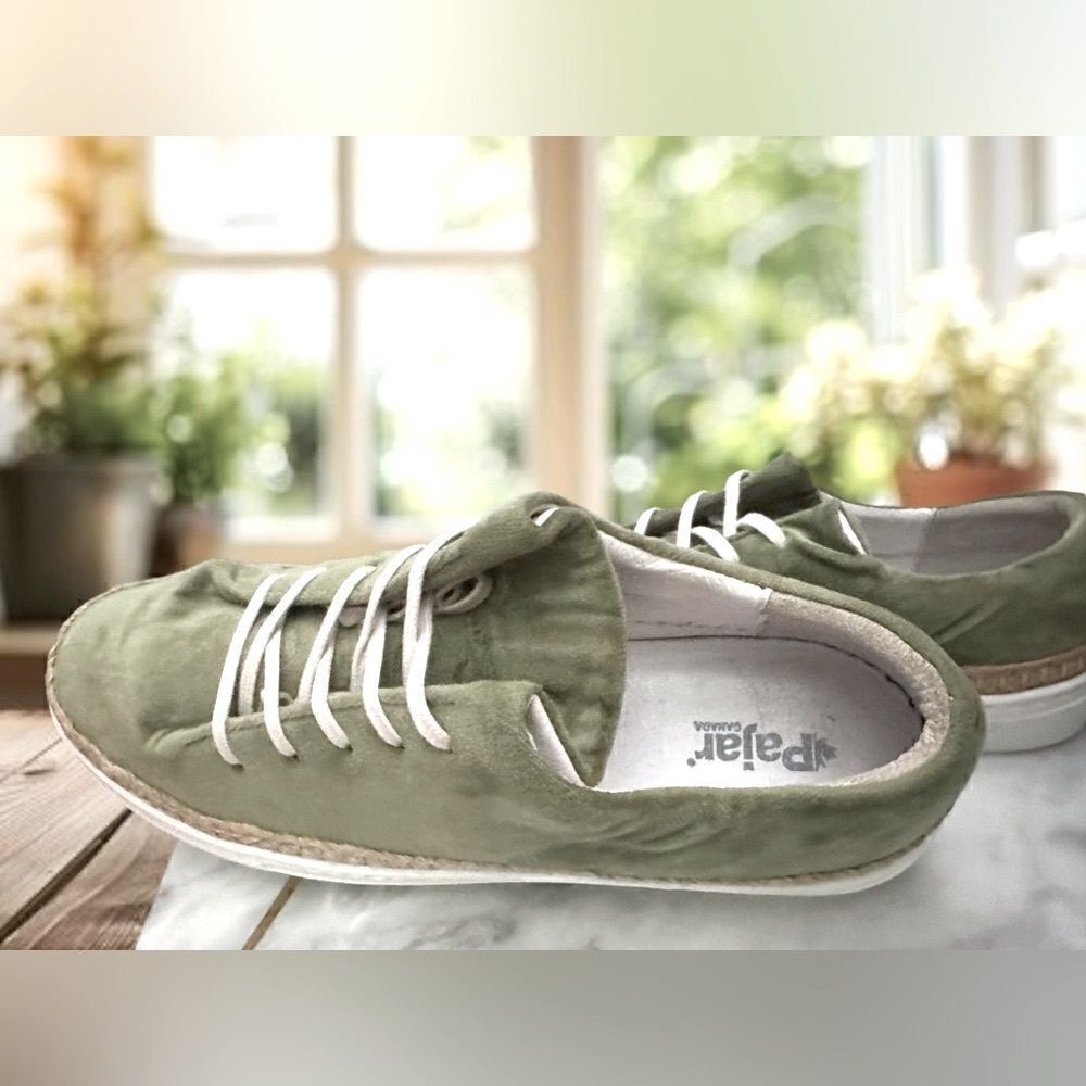 PAJAR Canada Espadrille Jade Green Velvet Sneakers Size 40 - Picture 14 of 15
